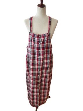 SUSAN BRISTOL VINTAGE PLAID COTTON OVERALL DRESS